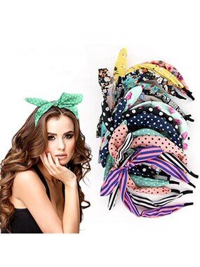 6 Pack Bow Headbands Rabbit Ear Spa Makeup Face Wash Hair Tie Women Girls Set